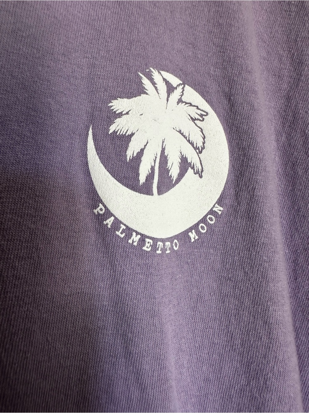 Palmetto Moon Women's Purple Short Sleeve Graphic Tee palm tree animal print - Picture 3 of 4